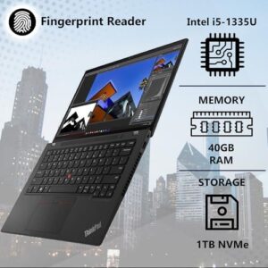 Here is the optimized SEO meta description:

"Upgrade your business productivity with the ThinkPad T14 Laptop featuring a 14-inch FHD+ IPS display, Intel Core i5 processor, 40GB RAM and 1TB SSD. Enjoy seamless collaboration with 2 Thunderbolt 4 ports and 5MP webcam."
