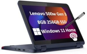 Discover the ultimate student laptop: Gen 3 2-in-1 Laptop with 11.6" Touchscreen, Intel Pentium N6000, 8GB RAM, 256GB SSD and ruggedized design for durability, perfect for school use, available in blue.