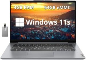 Upgrade your mobile productivity with the Ideapad 1i 14" laptop, featuring a Celeron N4020 processor, 4GB RAM, and 64GB storage. Perfect for daily tasks, with HD graphics, webcam, and stereo speakers.