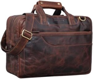 Here is the generated SEO meta description:

"Elevate your style with Stilord's 'Astor' bag, a vintage-inspired leather briefcase ideal for men and women. Holds A4 folders, laptops and more in its spacious XL design."
