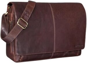 Here is the optimized SEO meta description:

"Elevate your style with this vintage leather bag, perfect for work or travel. Accommodates 15.6-inch laptops and features a sleek design for effortless carrying."