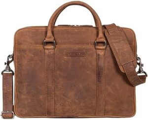 Here is the meta description:

"Elevate your style with the Stilord 'Caleb' Laptop Bag, a vintage-inspired leather bag featuring a dedicated laptop compartment and spacious interior. Perfect for work or travel."
