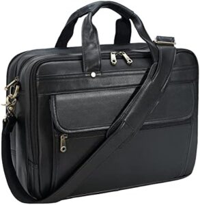 "Elevate your professional style with the Polare Natural Napa Leather Men's 16'' Black Business Briefcase/Laptop Bag, featuring a spacious interior and durable construction for daily use. Enjoy excellent value with discounts available."