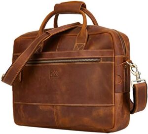 Elevate your business travel with the BRASS TACKS Leathercraft Full Leather 15.6 inch Laptop Briefcase, a vintage-inspired handmade bag featuring water-resistant leather and classic design.