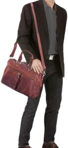 Elevate your work style with the Stilord 'Jesse' Business Leather Bag, featuring genuine leather and 15.6" laptop capacity. Perfect for office professionals. Save big on this quality bag!
