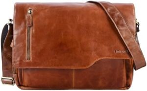 Elevate your professional style with the Stilord 'Marlon' Leather Bag, featuring a spacious 15.6" laptop compartment and made from genuine cowhide leather for a sophisticated look. Perfect for business or travel.