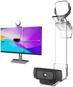 Capture stunning video with the PlexiCam Road Warrior Pro V2 webcam mount, featuring a center screen design and LED light for enhanced clarity. Perfect for laptops to 32" screens.