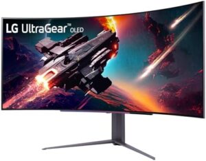 Here is the generated meta description:

"Experience stunning gaming visuals with the LG 45GS96QB-B 45” Ultragear OLED Curved Gaming Monitor, featuring 800R curve, DisplayHDR True Black 400, and rapid response. Enjoy a seamless gaming experience."