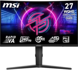 Experience immersive gaming with the MSI MPG 275CQRXF curved monitor, featuring a 1500R WQHD panel, 240Hz refresh rate and 0.5ms response time. Perfect for fast-paced games, this display also supports Adaptive Sync and multiple connectivity options. Get ready to level up!