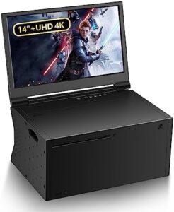 "Upgrade your gaming experience with the G-STORY 14‘’ Portable Monitor for Xbox Series X, featuring a 4K IPS screen, two HDMI ports, and Freesync Game Mode. Perfect for travel or competitive play."
