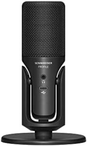 Boost your podcasting, recording, and gaming experience with the Sennheiser Profile USB Microphone. Features a built-in headphone output, all-metal housing, and cardioid condenser capsule for professional-quality sound.