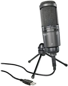 "Record high-quality audio with the Audio-Technica AT2020USB+ USB microphone. Enjoy clear recordings and volume control, perfect for content creators."