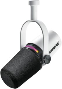 Capture crisp and clear audio with the Shure Motiv MV7+ Podcast Dual-Output Cardioid Dynamic Microphone, featuring dual XLR/USB outputs for seamless recording.