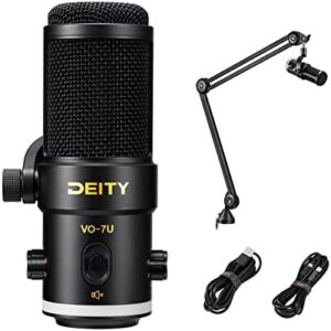 "Unlock professional-quality audio with the Deity VO-7U Boom Arm Kit, featuring a dynamic USB microphone for seamless live streaming and broadcasting. Perfect for gamers and creators on PS5, Xbox, and laptops."