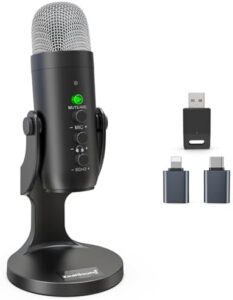 Here is the output:

"Wireless microphone with USB connectivity and cordless design ideal for podcasting ASMR gaming YouTube video creation. Compact condenser mic with echo monitor volume gain and mute function."