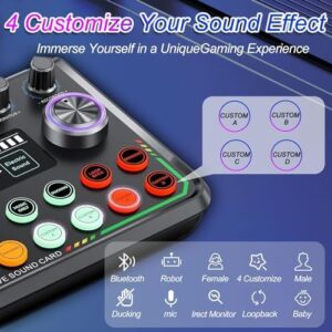 Start recording and streaming like a pro with this podcast equipment bundle, featuring a USB condenser microphone, soundboard, audio mixer kit, and sound card for PC, laptop, or phone use.