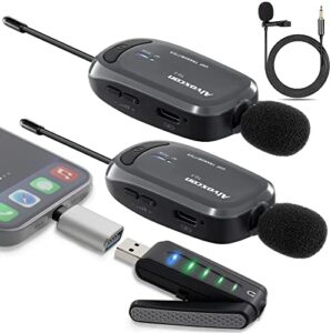 Get professional sound with the Alvoxcon Wireless Lapel Microphone System for PC, Android, and more. Record vocals or podcasting with ease, perfect for YouTube, gaming, and conference use.