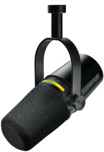 "Boost your podcasting game with the Shure Motiv MV7+ microphone, featuring dual output and cardioid dynamic design. Perfect for recording on-the-go, this USB/XLR combo is a must-have for audio enthusiasts."