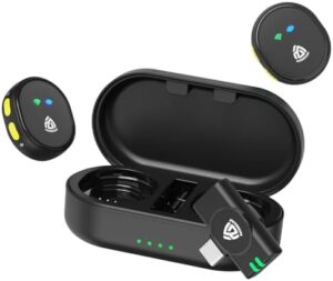 "Capture crisp, clear audio with the AKINGUAR Wireless Lavalier Microphone, perfect for vlogging, TikTok, YouTube and video recording. Enjoy noise-cancelling, hi-fi sound and plug-and-play ease."