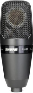 Capture studio-grade sound with the Shure PGA27-LC cardioid condenser microphone. Ideal for vocals, instruments, and podcasting. Includes shock-mount and carrying case, no cable required.