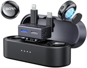 Capture crystal-clear audio on-the-go with BOYA BOYALINK3 Wireless Lavalier Microphone, featuring AI noise cancelling and 30H battery life. Perfect for vlogging, YouTube, podcasting, or TikTok streaming.