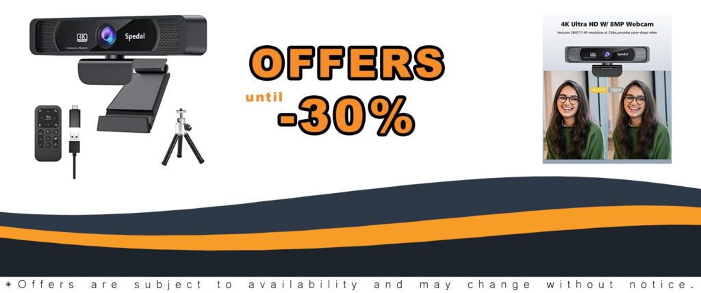 Spedal 4K UHD AI Noise Reduction Webcam for Conferencing Streaming Online Teaching Video Calling