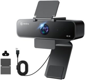 Improve your online meetings with this 4K Webcam featuring AI presenter tracking, gesture control, and a wide-angle view. Perfect for Zoom, Skype, or Teams meetings. Plus, get a privacy cover for added security.