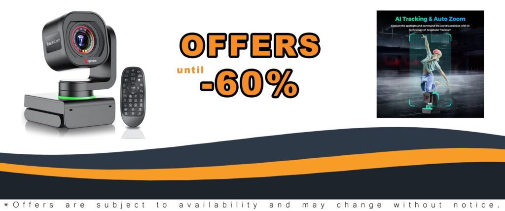 Angetube 4K Webcam with Gesture Control AI Tracking USB PTZ Streaming PC Camera Dual Microphones TOF Auto Focus 1080P 60FPS HDR for PC Mac Laptop Meetings Streaming Video Calls