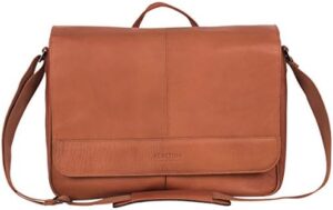 Protect your laptop and tablet with the Kenneth Cole Reaction Risky Business Messenger, made from full-grain Colombian leather. Durable crossbody case with day bag features, perfect for daily use.