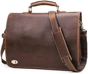 Protect your laptop with the Contact's Messenger Bag, made from durable Crazy Horse leather. Large capacity fits 15.4" laptops, perfect for work or travel. Red Brown color adds a touch of style.