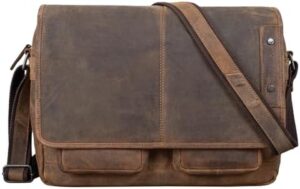 Elevate your style with the Stilord 'Curtis' Leather Shoulder Bag, a vintage-inspired messenger bag or briefcase perfect for laptops up to 15.6 inches and daily essentials, all in genuine leather.