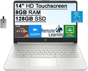 "Upgrade your productivity with the HP 2022 laptop, featuring a 14-inch HD touchscreen, AMD Ryzen processor, 8GB RAM and 128GB SSD. Perfect for work or play."