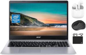 Upgraded laptop for your daily tasks: Acer Chromebook 2023 Flagship Laptop Computer with 15.6” HD display, dual core Intel Celeron processor, 4GB RAM and 64GB storage, perfect for productivity and entertainment, now with a discounted price offer!