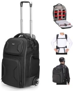 Here is the generated SEO meta description:

"Protect your camera gear with Neewer's 2-in-1 wheeled backpack featuring detachable padded compartments, waterproof design and hidden pull bar. Ideal for travel photographers."