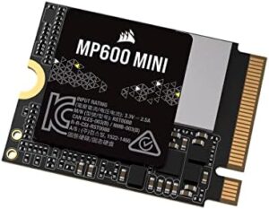 Enhance your gaming experience with the CORSAIR MP600 Mini PCIe Gen4 x4 NVMe M.2 SSD, offering high-speed reads up to 4,800MB/sec and high-density TLC NAND storage perfect for Steam Deck and Microsoft Surface users.
