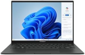 Here is the optimized SEO meta description:

"Experience sleek design and powerful performance with the ASUS Zenbook 14 OLED Laptop. Boasting a 14-inch WUXGA touchscreen, Intel Core i5 processor, and 1TB SSD storage."