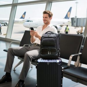 "Upgrade your travel style with Masa Kawa's Full Grain Leather 15.6 Inch Laptop Backpack, featuring sturdy leather, multiple compartments and padded laptop sleeve, ideal for men seeking a reliable daily bag."