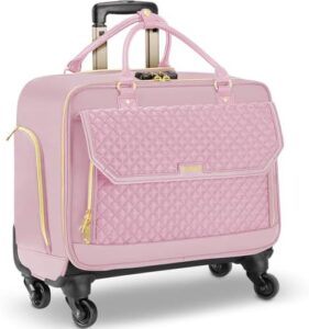 Here is the meta description:

"Stay organized on-the-go with Arcoyard's rolling laptop bag featuring 4 spinner wheels and a TSA-friendly design. Perfect for work or travel, this durable bag offers a stylish diamond pattern."