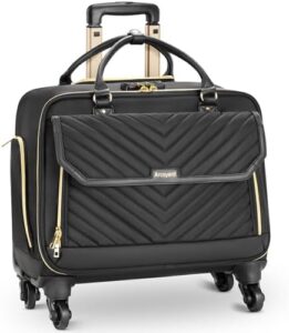 Discover the Arcoyard Rolling Briefcase, a versatile laptop bag with 4 spinner wheels and extendable handle. Perfect for work travel, this TSA-friendly design features multiple compartments for organization.