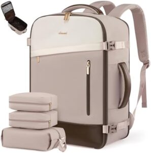 Explore adventure with LOVEVOOK's 40L travel backpack for women, featuring a spacious interior, multiple pockets, and durable design. Perfect for weekend getaways!