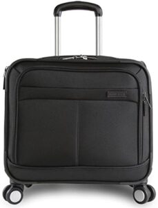 Protect your laptop and keep it spinning with the Perry Ellis Wheeled Spinning Laptop Computer Business Hardshell Briefcase, featuring 360-degree spinner wheels and padded interior for secure transport.
