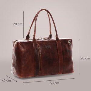 Here is the meta description:

"Elevate your travels with the SID & VAIN XL travel bag, a sturdy and stylish brown genuine leather duffel holdall. Perfect for weekend getaways or extended trips."