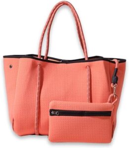 Here is the generated SEO meta description:

"Stay organized with this large neoprene tote bag, featuring a lightweight and water-resistant design. Perfect for daily use or as a gift."