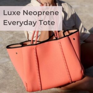 Here is the generated SEO meta description:

"Stay organized with this large neoprene tote bag, featuring a lightweight and water-resistant design. Perfect for daily use or as a gift."