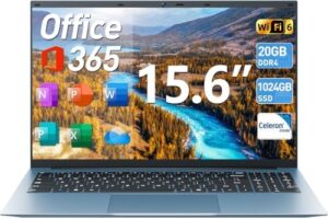 Upgrade your laptop game with Naclud's 15.6" computer featuring 20GB RAM, 128GB EMMC+1024GB SSD and WiFi 6 connectivity. Plus, enjoy expandable storage up to 4TB and a 180° open angle.