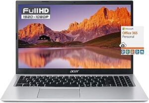 "Upgrade your productivity with the Acer Aspire Slim Laptop. Enjoy a 15.6" FHD display, Intel Celeron N processor, and ample storage (12GB RAM, 256GB SSD). Plus, get a year's subscription to Microsoft 365 included!"