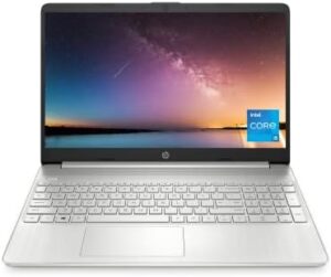Upgrade your mobile computing experience with the HP 15.6 Inch Laptop, featuring Intel Iris Xe Graphics, 11th Gen Core Processor, 8GB RAM and 256GB SSD, perfect for daily tasks on Windows 11 Home.