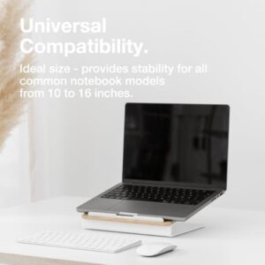 Elevate your workspace with the Woodecessories laptop stand made from premium American oak wood, perfect for MacBook and laptops up to 16 inches. Ideal for ergonomic working and comfortable typing, this natural wood riser enhances desk productivity. Enjoy discounts and great deals!