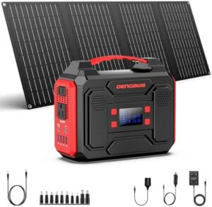 Here is the optimized meta description:

"Power your home with this portable solar generator, featuring a 250W power station and 40W solar panels included. Perfect for off-grid adventures or emergency backup power."