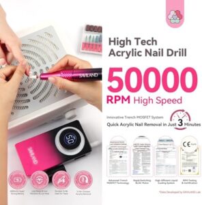 Get professional-looking nails at home with the SAVILAND Electric Nail Drill, featuring 50,000 RPM and 10 hours battery life. Perfect for acrylic removal and nail shaping, this cordless kit comes with ceramic drill bits.
